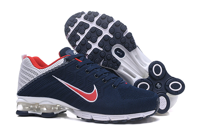 Nike Air Shox Flyknit Sea Blue Silver Red Shoes